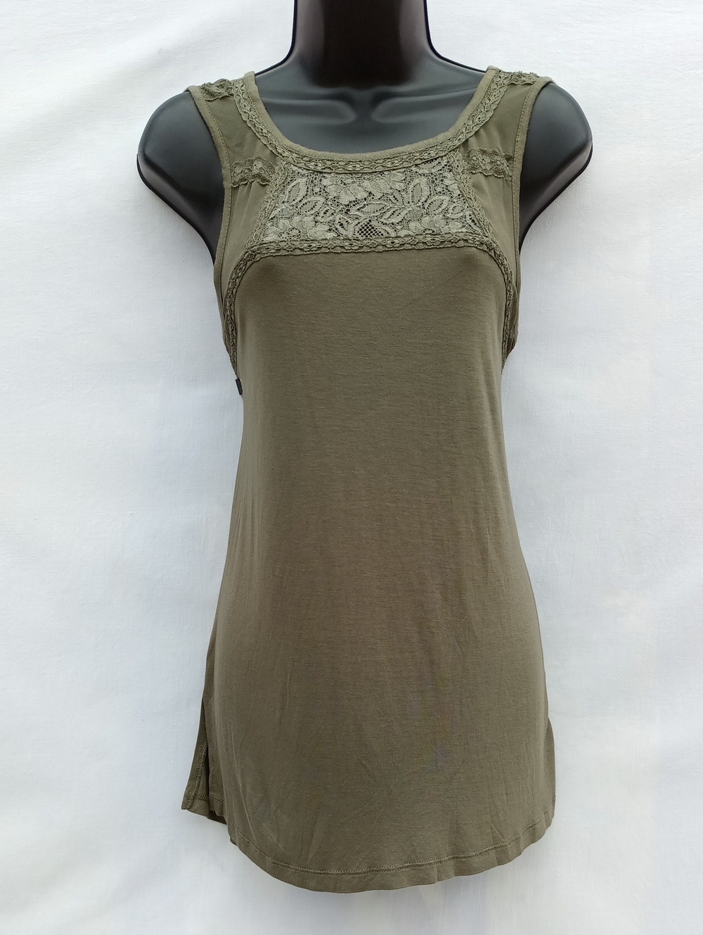 Kismet Olive Lace Yoke Sleeveless Mini Dress